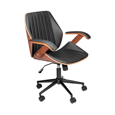 Cadeira De Escritório Ergonômica Giratória Diretor Executiva Couro Saragoça Office Cor:preto.