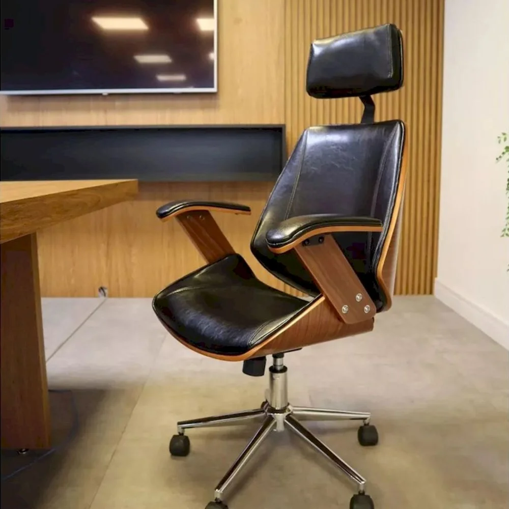 Imagem 5 de 5 do produto Cadeira Office Lisboa Pu Preto Base Cromada - 33478.