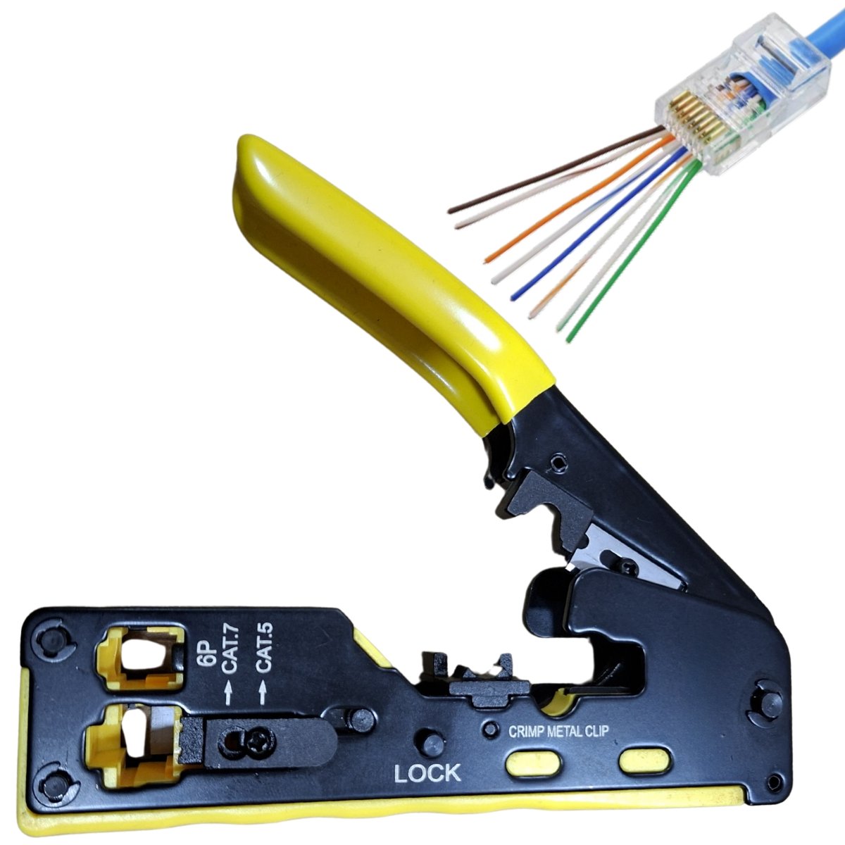 Alicate Crimpagem Cabo Rede Com 100 Conector Rj45 Vazado