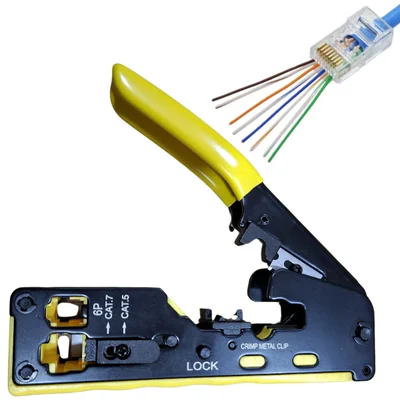 Alicate Crimpagem Cabo Rede Com 100 Conector Rj45 Vazado