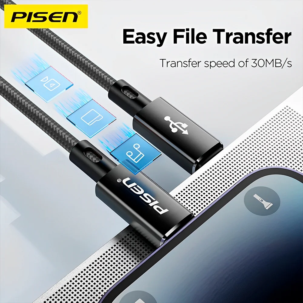 Imagem 2 de 5 do produto Cabo Usb C Pra Lightning Pisen Macho/macho 1 Metro Preto