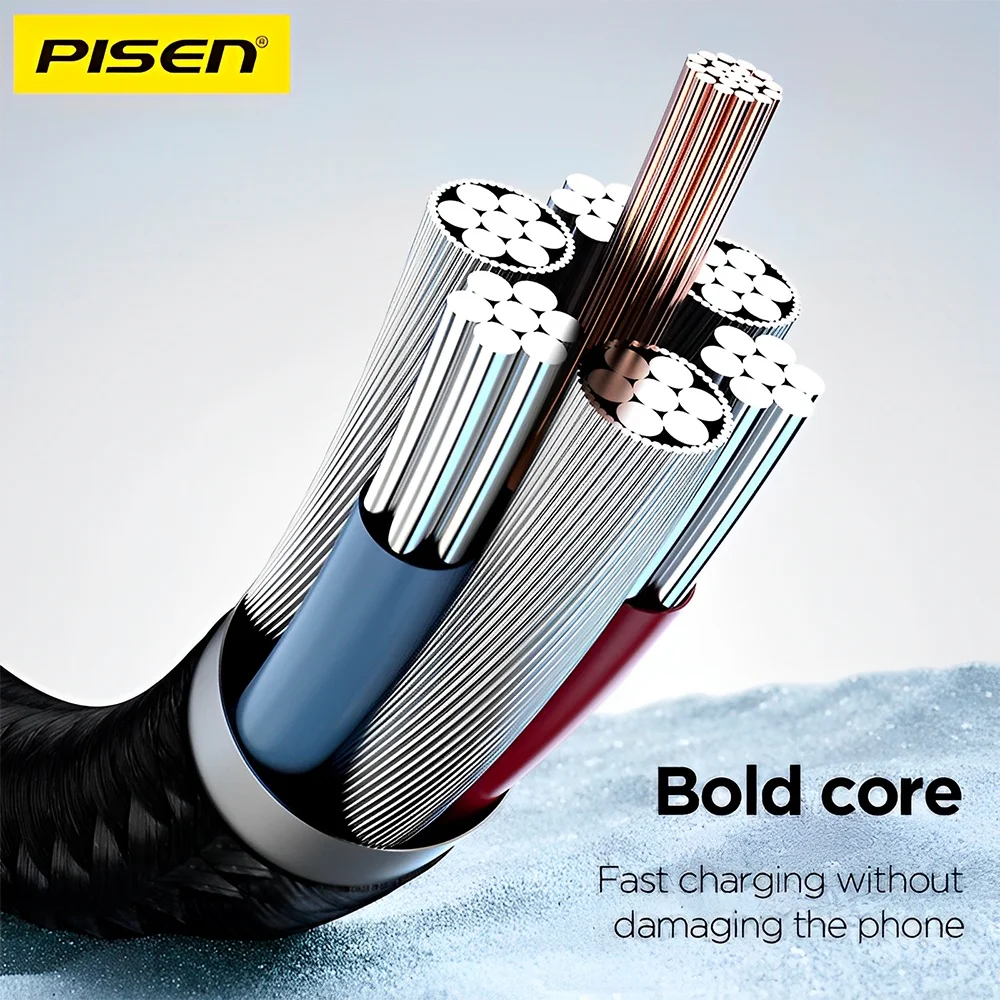 Imagem 3 de 5 do produto Cabo Usb C Pra Lightning Pisen Macho/macho 1 Metro Preto