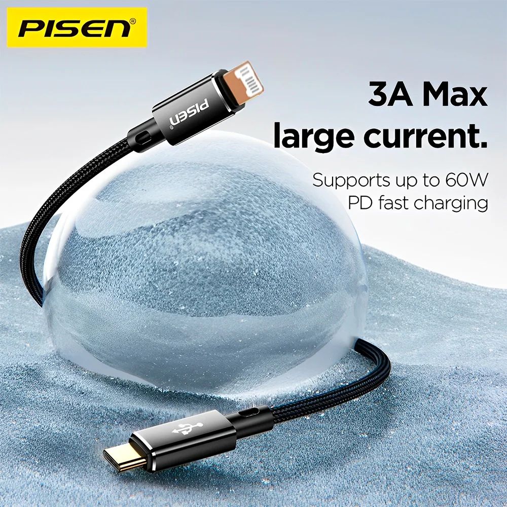 Imagem 4 de 5 do produto Cabo Usb C Pra Lightning Pisen Macho/macho 1 Metro Preto
