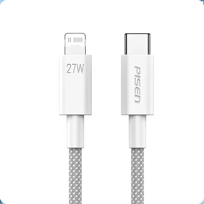 Cabo Usb C/lightning Pisen 3a Macho/macho 1 Metros Cinza