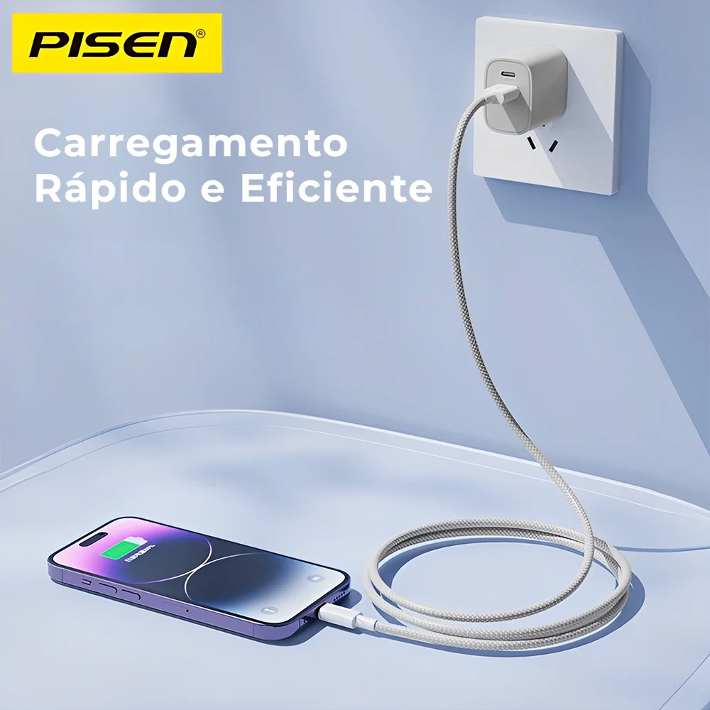 Imagem 4 de 5 do produto Cabo Usb C/lightning Pisen 3a Macho/macho 1 Metros Cinza