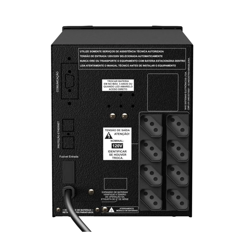 Imagem 2 de 3 do produto Nobreak Nhs Premium Giii 3000va Ent. Bivolt Sai. 120v 3x17ah 36v 8 Tomadas - 90.e0.030200