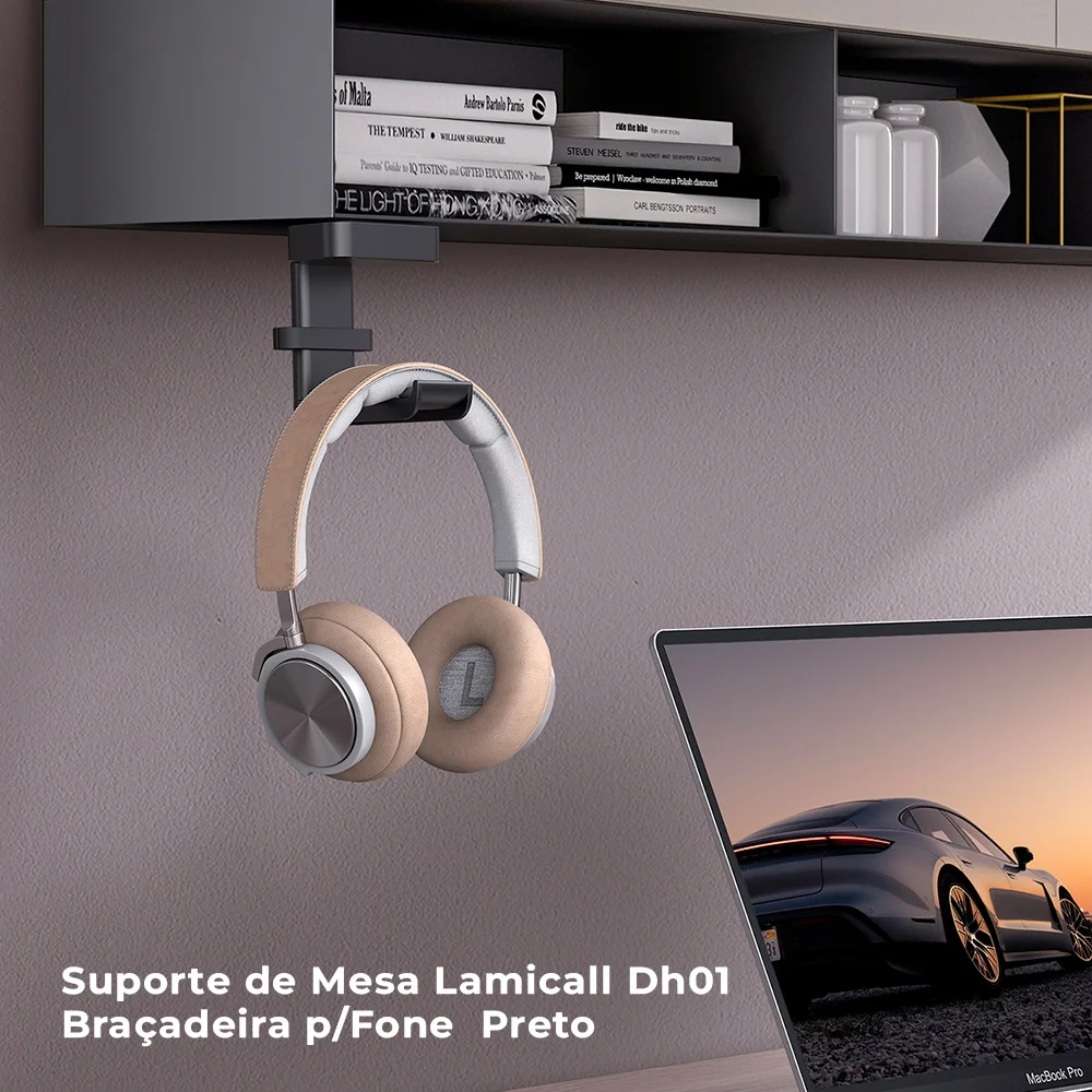 Imagem 3 de 5 do produto Suporte De Mesa Lamicall Dh01 Braçadeira P/fone  Preto