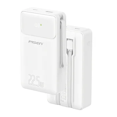 Power Bank 20000mah Pisen 2 In 1 Cabo Usb C/ios Branca