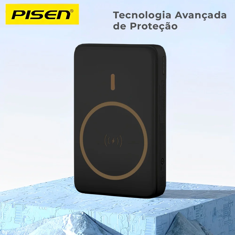 Imagem 3 de 5 do produto Power Bank Magnética Pisen Usb C 10000mah Máx 30w Preta