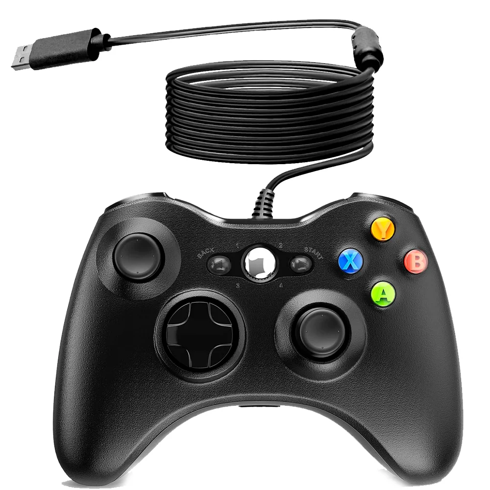 Controle Usb Com Fio Para Xbox 360 Computador Notebook Preto