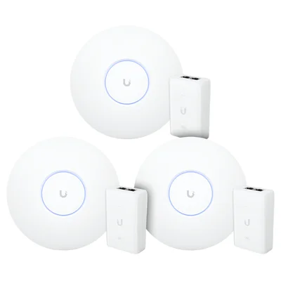 3 Roteadores Wi-fi 6 Access Point 3.0 Gbps + 3 Injetores Poe+ | 3 U6+ Ubiquiti Com 3 Fontes 48v 30w