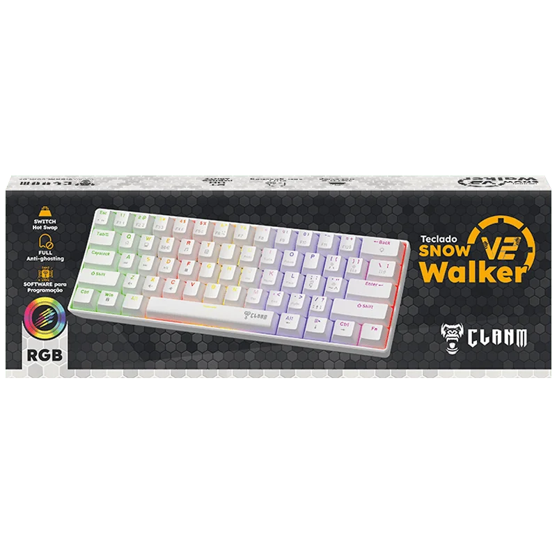 Teclado Gamer Mecânico 60% Snow Walker V2 RGB - Switch Red - Anti Ghosting - Hot Swapple - C/ Software Teclado Gamer Mecânico 60% Snow Walker V2 RGB - Switch Red - Anti Ghosting - Hot Swapple - C/ Software