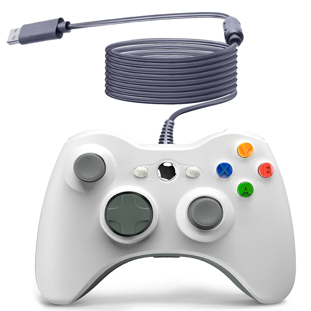 Controle Usb Com Fio Para XBOX 360 Computador Notebook Branco