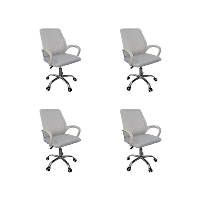 Kit 4 Cadeiras De Escritório Oficial Esteirinha Mesh Ergonômica - Branco