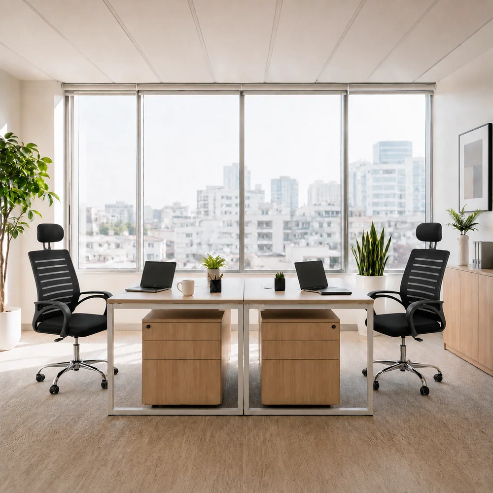 Kit 2 Cadeiras de Escritório Home Office Diretor Roma Ergonômica Mesh Ajuste de Altura Giratória 360 Preta
