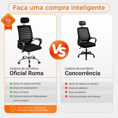 Kit 4 Cadeiras De Escritório Oficial Secretaria Dir Roma Apoio — foto 3