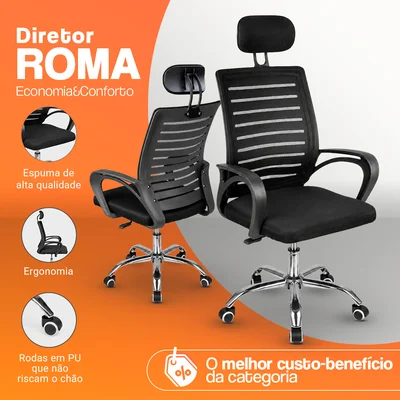 Kit 4 Cadeiras De Escritório Oficial Secretaria Dir Roma Apoio — foto 4