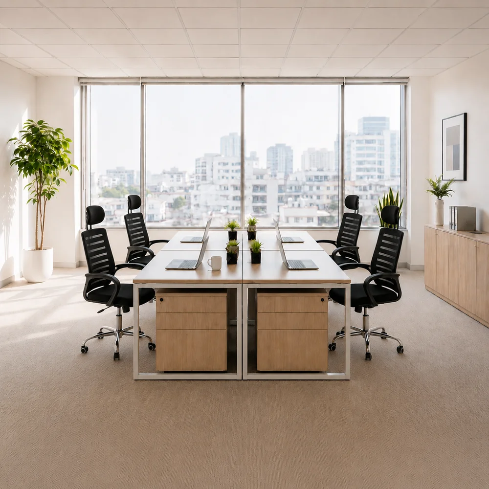 Kit 4 Cadeirasde Escritório Home Office Diretor Roma Ergonômica Mesh Ajuste de Altura Giratória 360 Preta