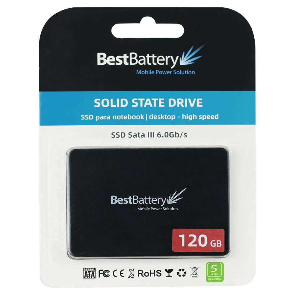 SSD Bestbattery 120GB Sata Iii 6gb/s 2,5'' 500 Mb/s Gravação