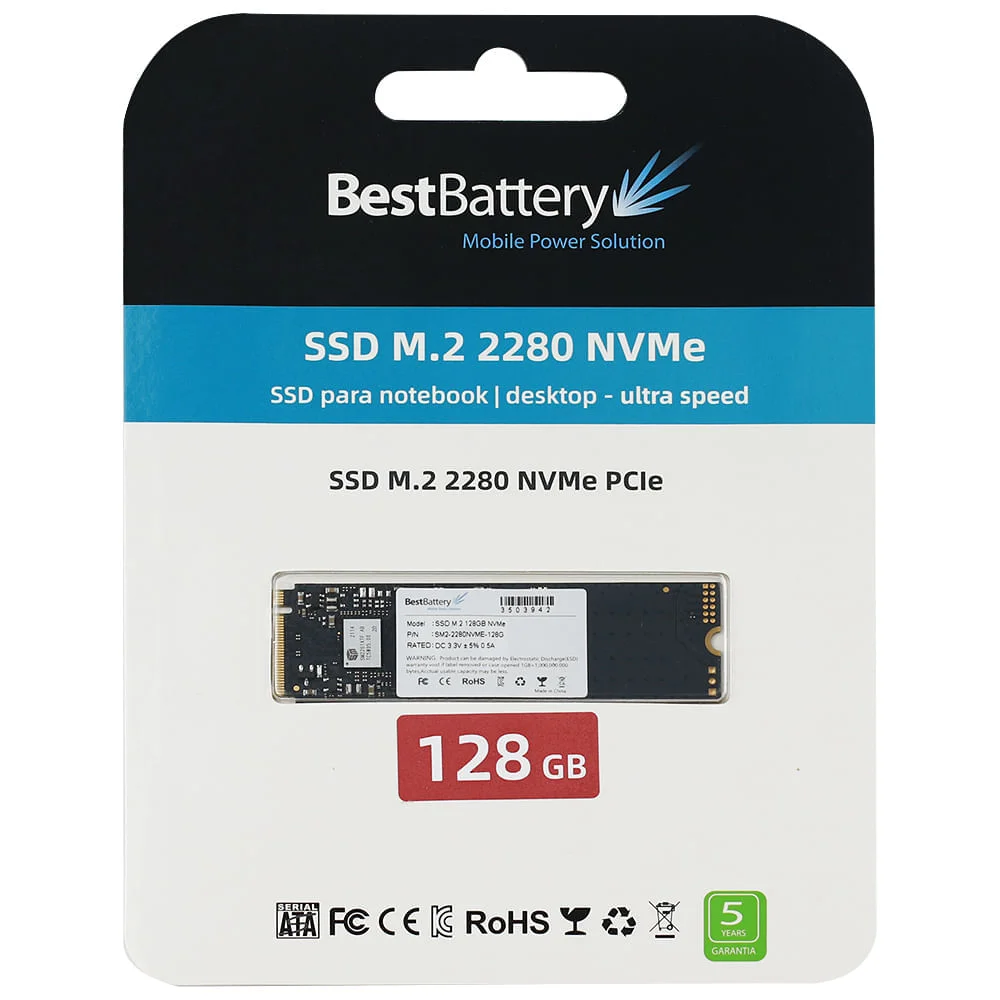 SSD Bestbattery 128GB M.2 Nvme PCie Gen3 1700mb/s Gravação