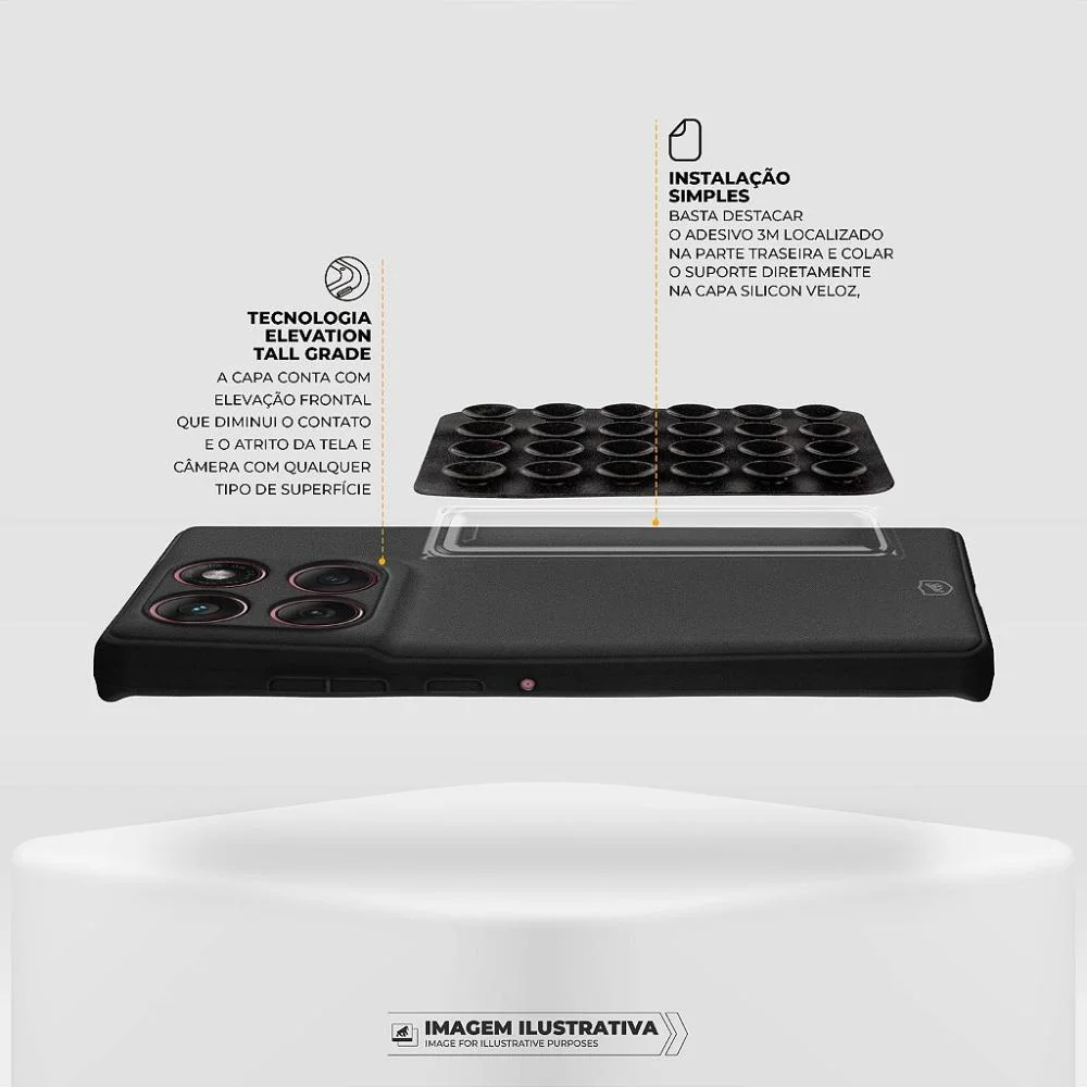 Imagem 5 de 5 do produto Kit Capa Silicon Veloz Para Moto G84 5g +  Ventosa Preta