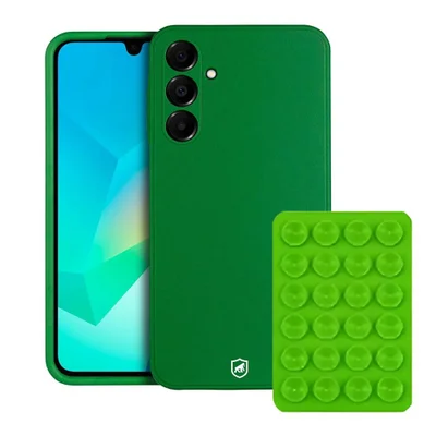 Kit Capa Silicon Veloz Para Samsung Galaxy A16 5g + Ventosa - Verde - Gshield