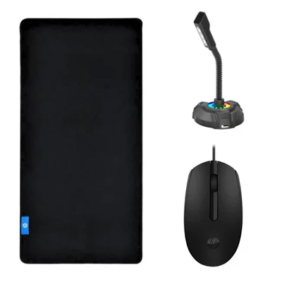 Kit Mouse Pad Speed Gamer + Mouse Óptico Com Fio + Microfone - Gshield