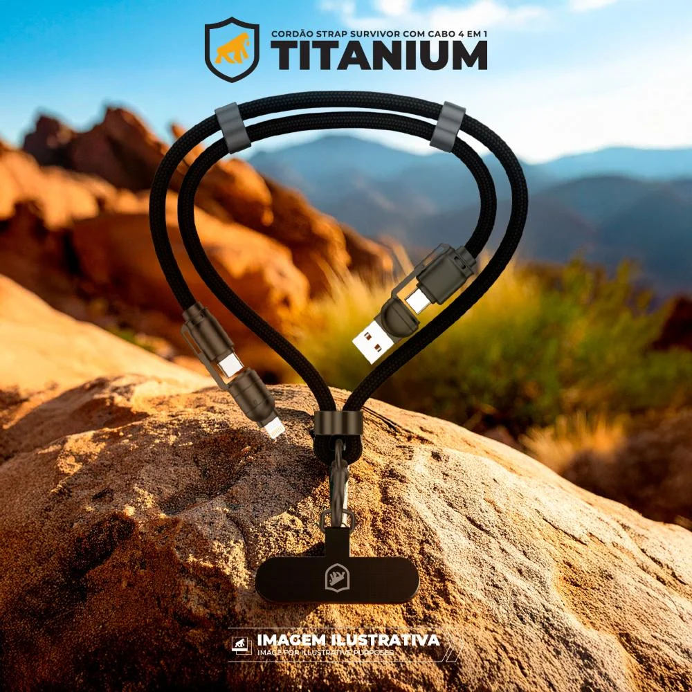 Imagem 4 de 5 do produto Cordão Strap Survivor Com Cabo 4 Em 1 - Preto - Gshield