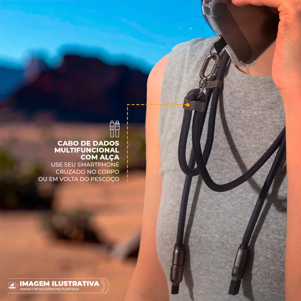 Imagem 5 de 5 do produto Cordão Strap Survivor Com Cabo 4 Em 1 - Preto - Gshield