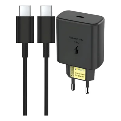 Carregador Para Celular Usb-c Turbo Preto Carregamento Rápido