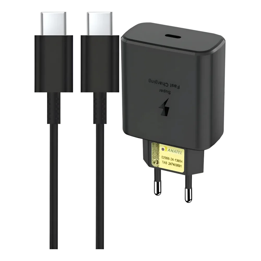Carregador Para Celular Usb-c Turbo Preto Carregamento Rápido
