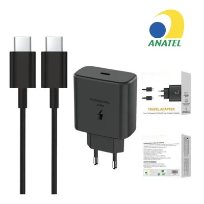 Fonte Para Smartphone Usb-c Turbo Carregamento Preto Rápido
