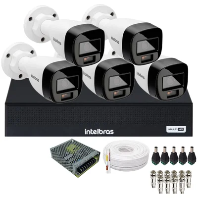 Kit 5 Câmeras Imagem Coloridas 1120b Full Color Intelbras Dvr Intelbras 08 Canais 1108-c S/hd.