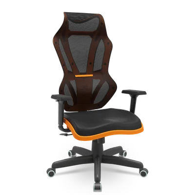 Cadeira Escritório Presidente Gamer Vizon Dz Plaxmetal Relaxsystem Preta/laranja