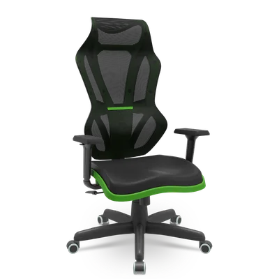 Cadeira Escritório Presidente Gamer Vizon Dz Plaxmetal Relaxsystem Preta/verde