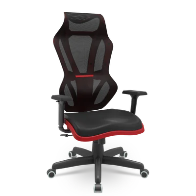 Cadeira Escritório Presidente Gamer Vizon Dz Plaxmetal Relaxsystem Preta/vermelha
