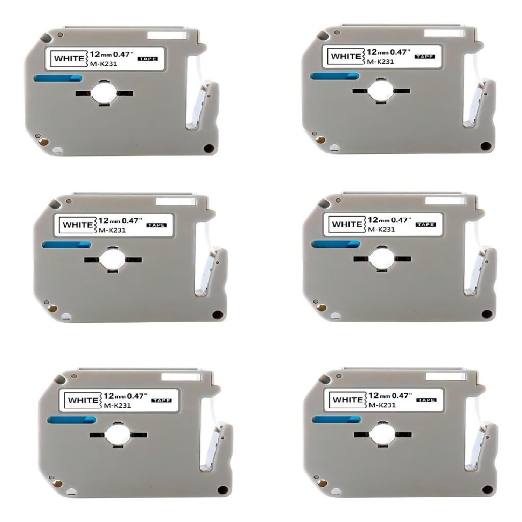 Kit Com 6 Fitas Brancas Rotulador Ollix Compativel Mk231 M231 Mk 231 Ollix