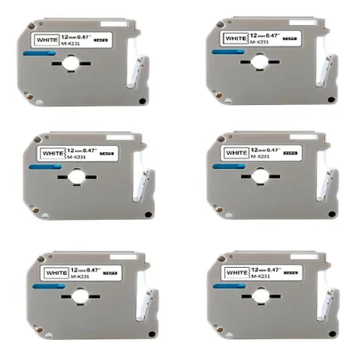 Kit Com 6 Fitas Brancas Rotulador Ollix Compativel Mk231 M231 Mk 231 Ollix