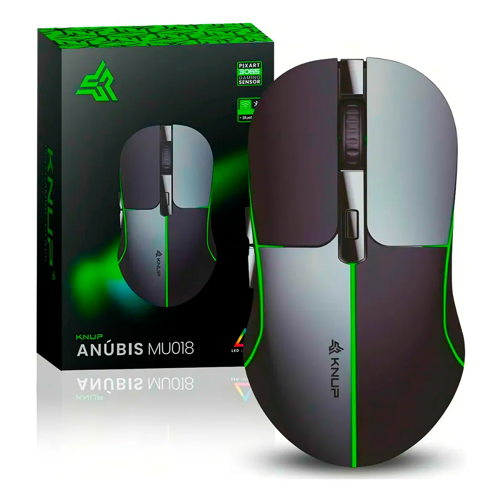 Mouse Gamer Wireless 2.4ghz/bluetooth 1600 Dpi Sem Fio LED RGB Cor Preto/cinza Mouse Gamer Wireless 2.4ghz/bluetooth 1600 Dpi Sem Fio LED RGB Cor Preto/cinza