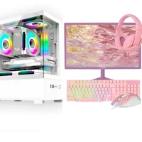 Computador Cpu PC Gamer Completo Branco Intel Core i5 Memoria Ram 16gb SSD 240GB Monitor Kit Gamer Rosa
