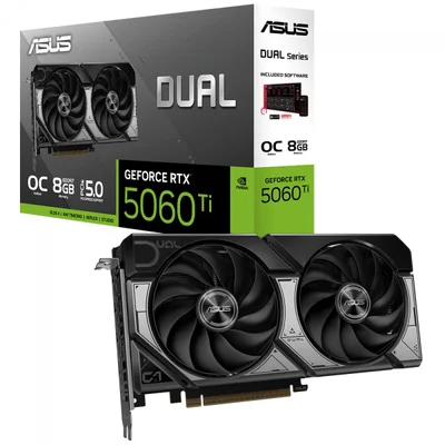 Placa De Vídeo Asus Dual Nvidia Geforce RTX 5060 Ti Oc, 8GB, Gddr7, Dlss, Ray Tracing, Dual-RTX5060ti-o8g