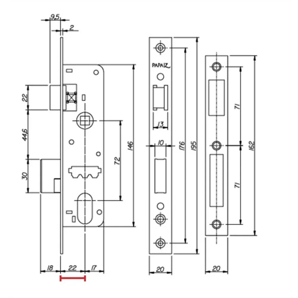 Imagem 2 de 4 do produto Fechadura Externa Perfil Estreito 323z E22 Mz820 Espelho Preto Fosco 22mm C400/50 Papaiz