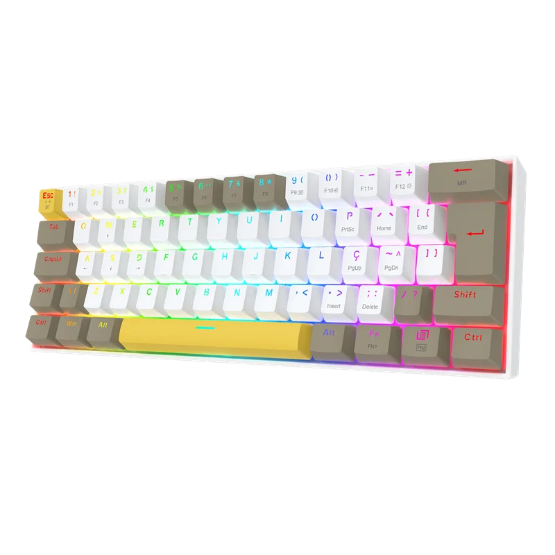Imagem 2 de 5 do produto Teclado Mecanico Gamer Draconic Pro RGB Branco, Cinza E Amarelo Switch Marrom K530-yl Wt Gy
