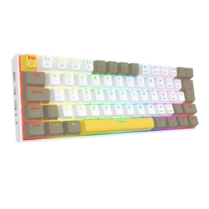 Imagem 3 de 5 do produto Teclado Mecanico Gamer Draconic Pro RGB Branco, Cinza E Amarelo Switch Marrom K530-yl Wt Gy