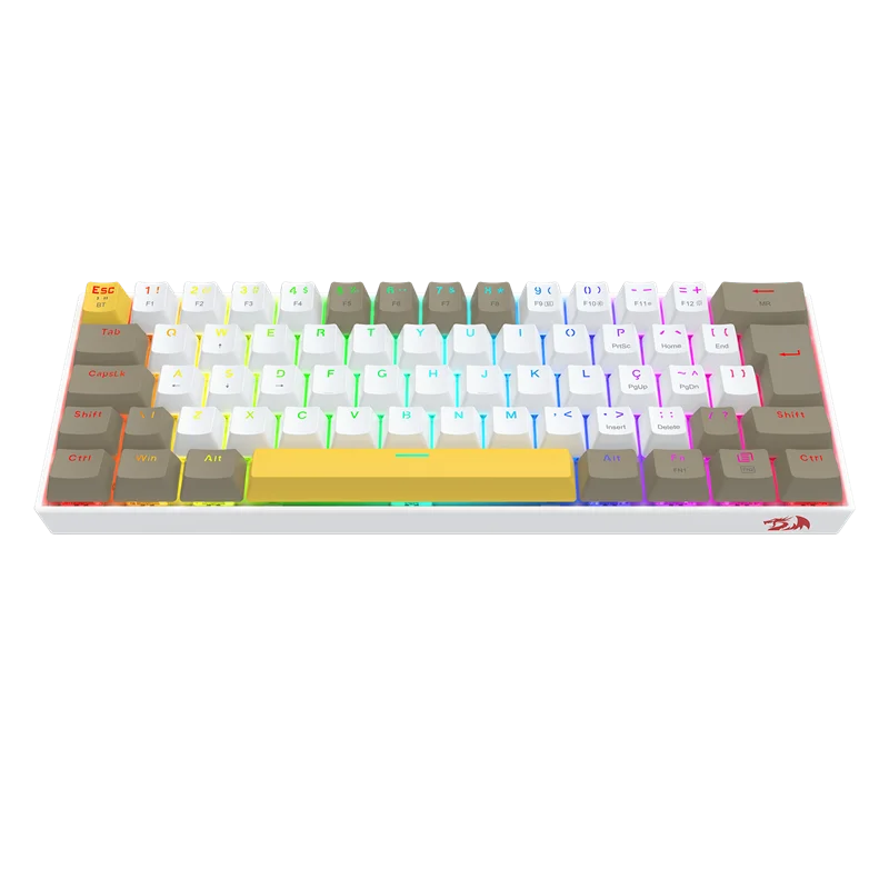 Imagem 4 de 5 do produto Teclado Mecanico Gamer Draconic Pro RGB Branco, Cinza E Amarelo Switch Marrom K530-yl Wt Gy