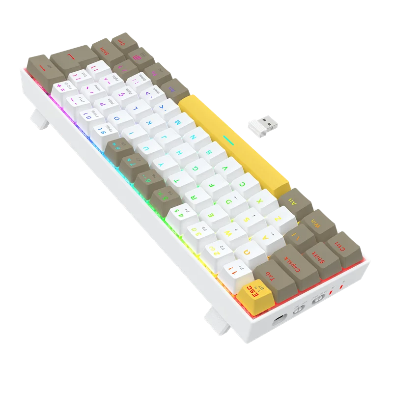 Imagem 5 de 5 do produto Teclado Mecanico Gamer Draconic Pro RGB Branco, Cinza E Amarelo Switch Marrom K530-yl Wt Gy
