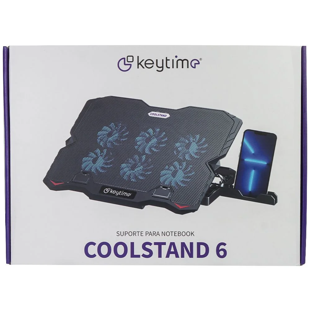 Imagem 4 de 4 do produto Suporte Para Notebook Coolstand 6 Keytime Preto Com 6 Fans Kyt00022