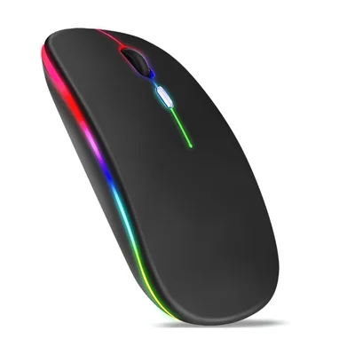 Mouse Sem Fio Megan Tech Mouse Sem Fio Com Luz RGB Preta