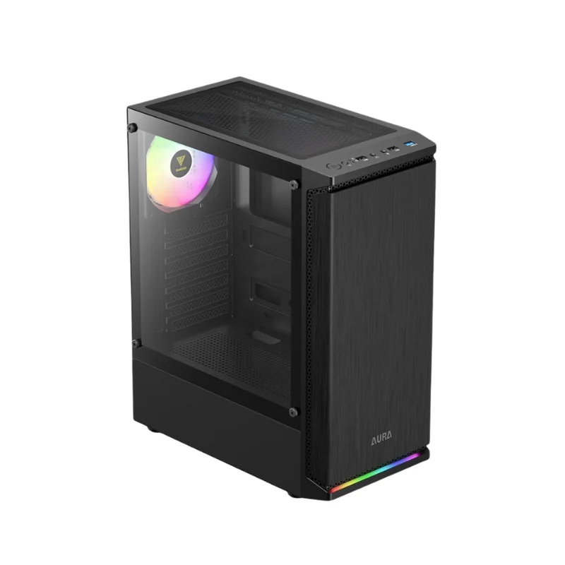 Imagem 2 de 5 do produto Gabinete Gamer Gamdias Aura Gc8 1 Fan ARGB S/fonte Atx Mid Tower Vidro Temperado Preto