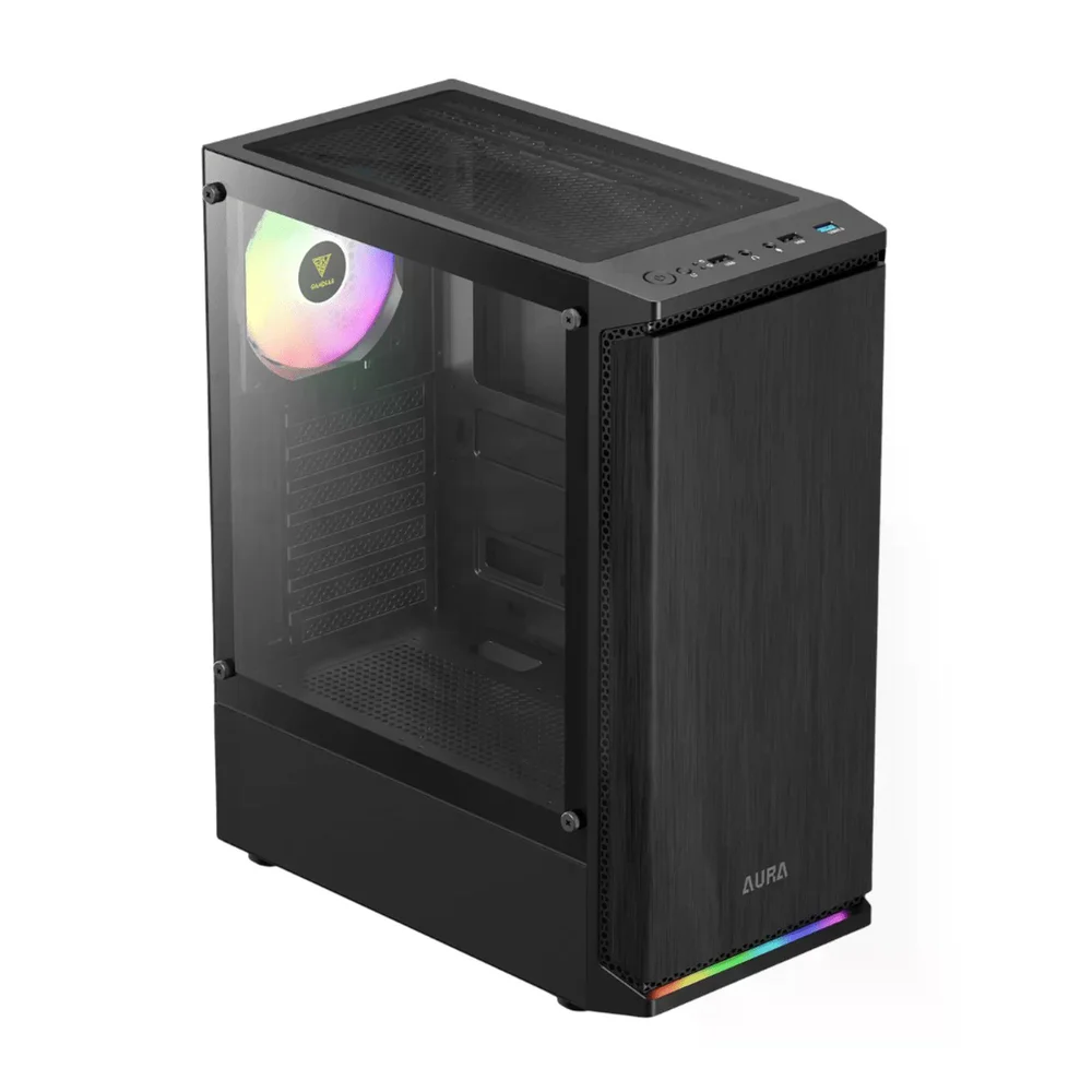 Imagem 3 de 5 do produto Gabinete Gamer Gamdias Aura Gc8 1 Fan ARGB S/fonte Atx Mid Tower Vidro Temperado Preto